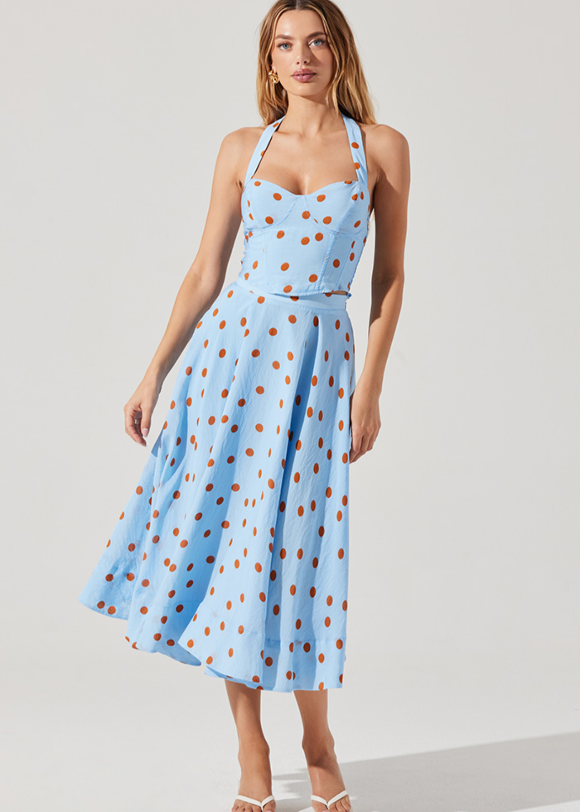Bella Rust Polkadot Skirt