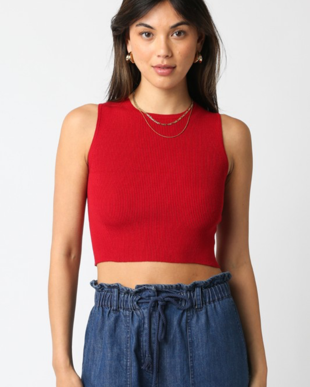 Leslie Ribbed Crop Sweater Tank