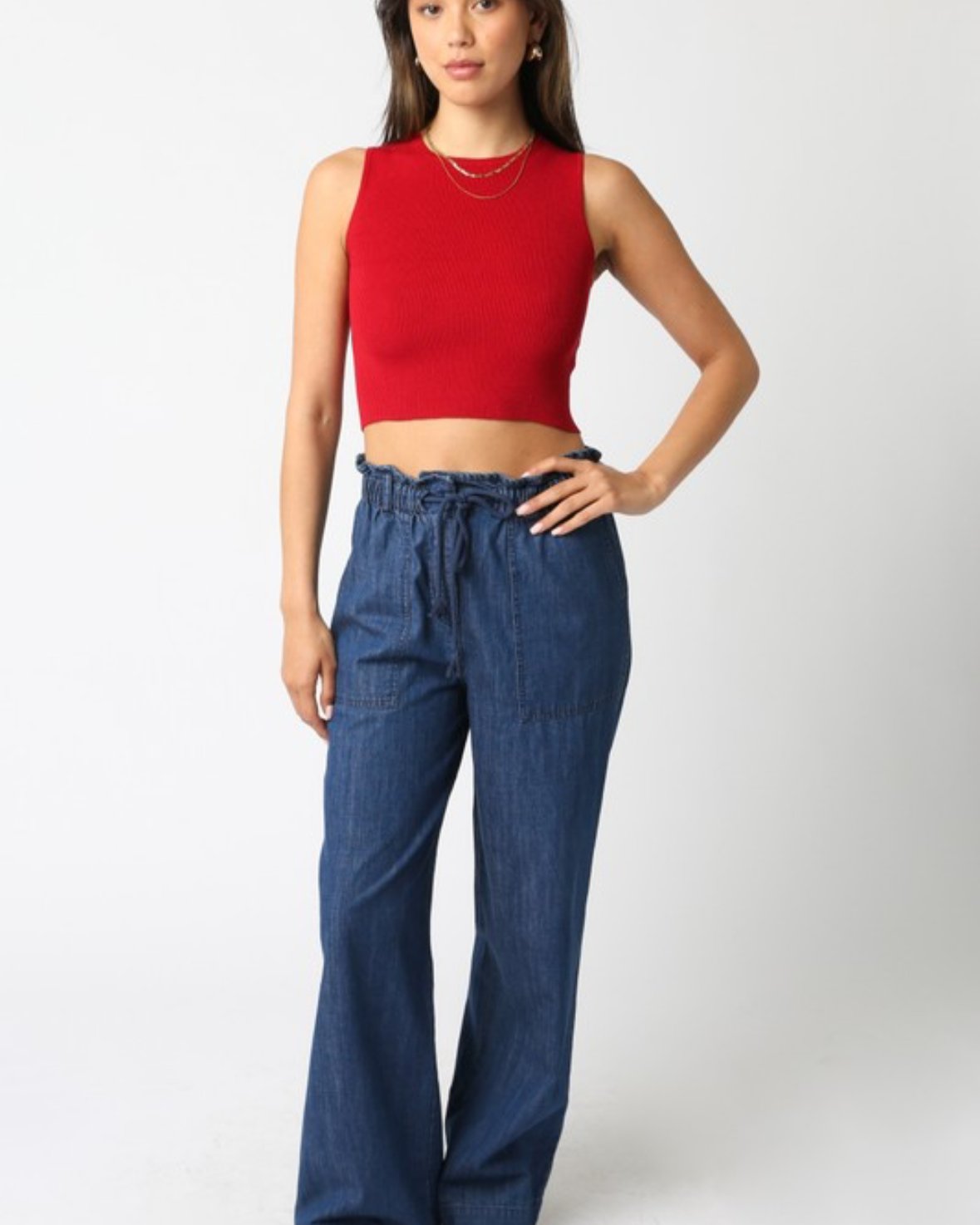 Leslie Ribbed Crop Sweater Tank